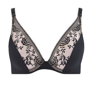 NWT Aubade Fleur de Passion plunge bra - Black Lace - 32D
